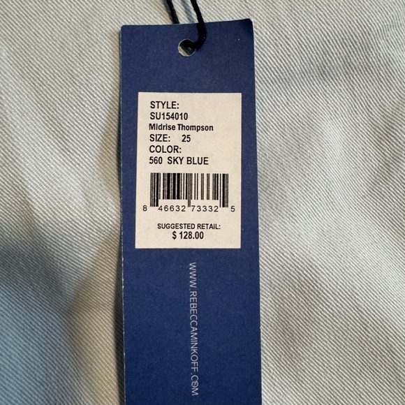 Rebecca Minkoff Sky Blue Thompson Twill Mid Rise Distressed Skinny Jeans NWT - Picture 5 of 14